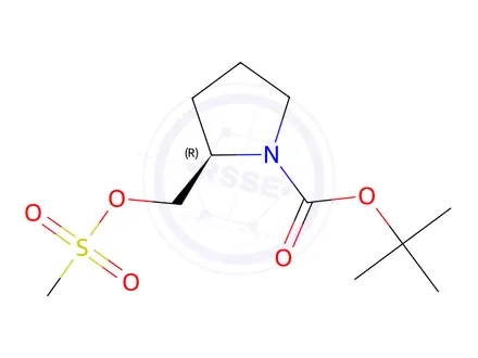 Chemical structure of tert-butyl (2R)-2-(methylsulfonyloxymethyl)pyrrolidine-1-carboxylate