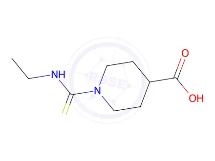 Chemical structure of 1-(Ethylcarbamothioyl)piperidine-4-carboxylic acid