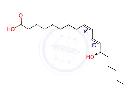 Chemical structure of 13(S)-Hydroxyoctadeca-9(Z),11(E)-dienoic acid (13-HODE)