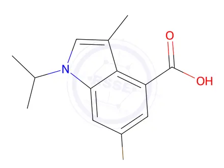 Chemical structure of 6-Bromo-1-isopropyl-3-methyl-1H-indole-4-carboxylic acid