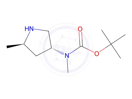 Chemical structure of Tert-butyl methyl((3R,5R)-5-methylpyrrolidin-3-yl)carbamate
