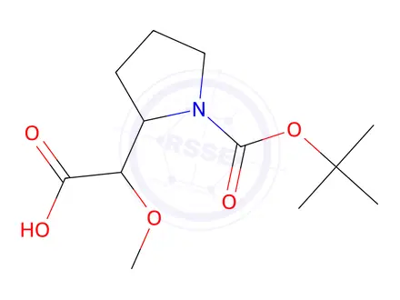Chemical structure of 2-(1-(tert-Butoxycarbonyl)pyrrolidin-2-yl)-2-methoxyacetic acid