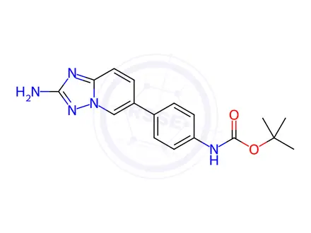 Chemical structure of Carbamic acid, N-[4-(2-amino[1,2,4]triazolo[1,5-a]pyridin-6-yl)phenyl]-, 1,1-dimethylethyl ester