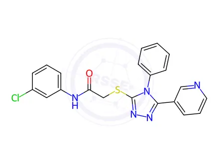 Chemical structure of N-(3-chlorophenyl)-2-((4-phenyl-5-(pyridin-3-yl)-4H-1,2,4-triazol-3-yl)thio)acetamide