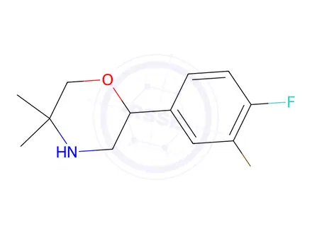 Chemical structure of 2-(3-Bromo-4-fluorophenyl)-5,5-dimethylmorpholine