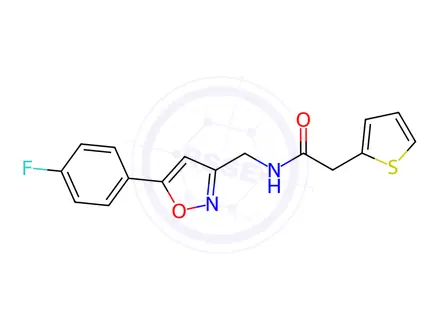 Chemical structure of N-((5-(4-Fluorophenyl)isoxazol-3-yl)methyl)-2-(thiophen-2-yl)acetamide