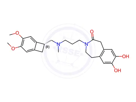 Chemical structure of (R)-3-(3-(((3,4-dimethoxybicyclo[4.2.0]octa-1,3,5-trien-7-yl)methyl)(methyl)amino)propyl)-7,8-dihydroxy-1,3,4,5-tetrahydro-2H-benzo[d]azepin-2-one