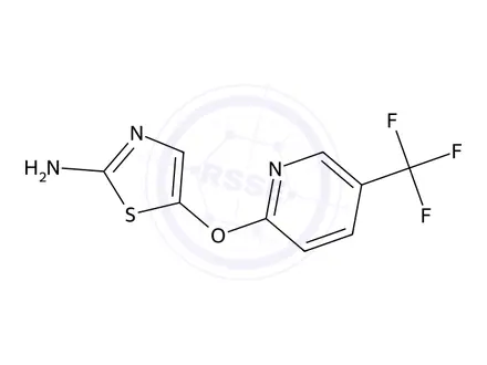 Chemical structure of 5-((5-(Trifluoromethyl)pyridin-2-yl)oxy)thiazol-2-amine