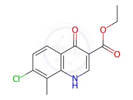 Chemical structure of Ethyl 7-chloro-4-hydroxy-8-methylquinoline-3-carboxylate
