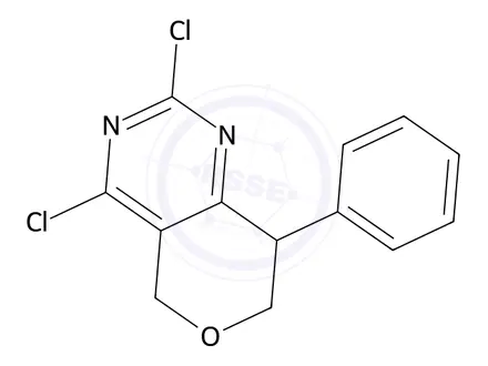 Chemical structure of 2,4-Dichloro-8-phenyl-7,8-dihydro-5H-pyrano[4,3-d]pyrimidine