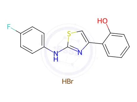Chemical structure of 2-(2-((4-Fluorophenyl)amino)thiazol-4-yl)phenol hydrobromide