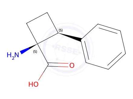Chemical structure of (1S,2S)-1-amino-2-phenylcyclobutane-1-carboxylic acid