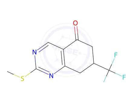 Chemical structure of 2-(Methylthio)-7-(trifluoromethyl)-7,8-dihydroquinazolin-5(6H)-one