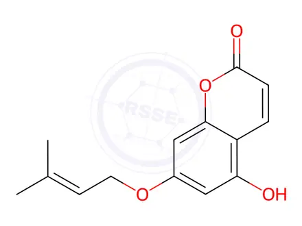 Chemical structure of 5-Hydroxy-7-[(3-methyl-2-buten-1-yl)oxy]-2H-1-benzopyran-2-one