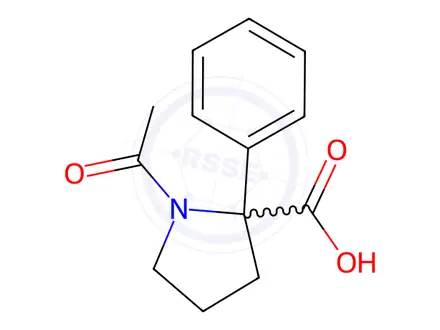 Chemical structure of Proline, 1-acetyl-2-phenyl-