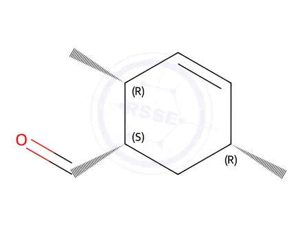Chemical structure of (1alpha,2alpha,5alpha)-2,5-dimethylcyclohex-3-ene-1-carbaldehyde