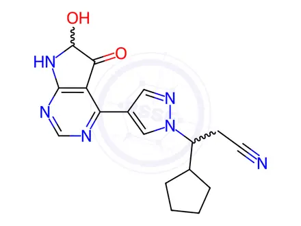 Chemical structure of Rac-Ruxolitinib 6-hydroxy-5-oxo-Impurity