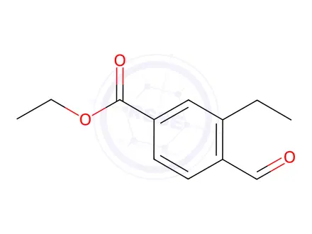 Chemical structure of Benzoic acid, 3-ethyl-4-formyl-, ethyl ester