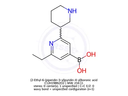 Chemical structure of (2-Ethyl-6-(piperidin-3-yl)pyridin-4-yl)boronic acid