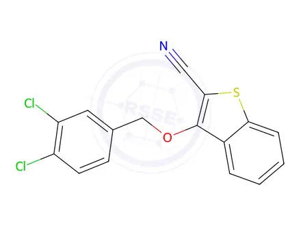 Chemical structure of 3-[(3,4-Dichlorobenzyl)oxy]-1-benzothiophene-2-carbonitrile