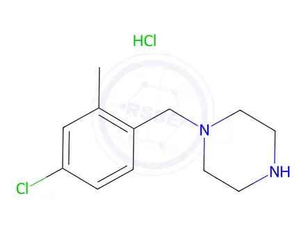 Chemical structure of 1-[(4-chloro-2-methylphenyl)methyl]piperazine hydrochloride