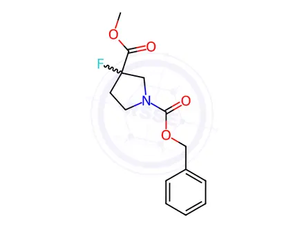 Chemical structure of O1-benzyl O3-methyl 3-fluoropyrrolidine-1,3-dicarboxylate
