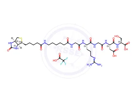 Chemical structure of (2S,5S,11S)-5-(Carboxymethyl)-11-(3-guanidinopropyl)-2-(hydroxymethyl)-4,7,10,13,16,23-hexaoxo-27-((3aS,4S,6aR)-2-oxohexahydro-1H-thieno[3,4-d]imidazol-4-yl)-3,6,9,12,15,22-hexaazaheptacosanoic Acid