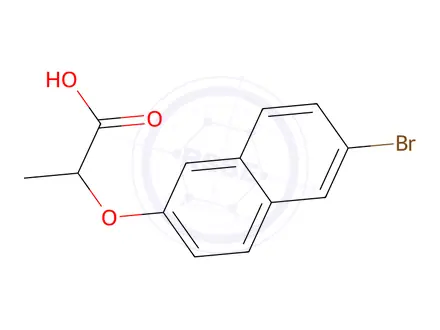 Chemical structure of 2-((6-Bromonaphthalen-2-yl)oxy)propanoic acid