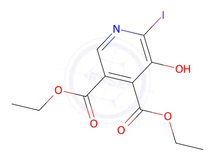 Chemical structure of Diethyl 5-hydroxy-6-iodopyridine-3,4-dicarboxylate, 97%