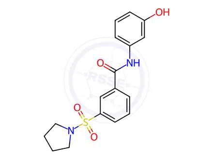Chemical structure of Benzamide, N-(3-hydroxyphenyl)-3-(1-pyrrolidinylsulfonyl)-