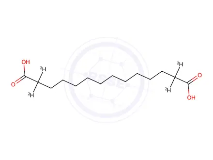 Chemical structure of 1, 14-tetradecanedioic-2, 2, 13, 13-d4 acid