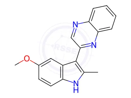 Chemical structure of 1314446-45-1 2-(5-Methoxy-2-methyl-1H-indol-3-yl)-quinoxaline