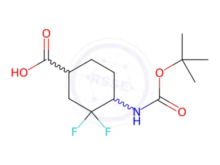 Chemical structure of 4-((tert-Butoxycarbonyl)amino)-3,3-difluorocyclohexane-1-carboxylic Acid