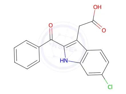 Chemical structure of 2-(2-Benzoyl-6-chloro-1H-indol-3-yl)acetic acid