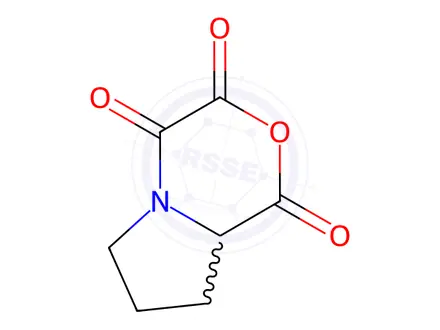 Chemical structure of 1H-Pyrrolo[2,1-c][1,4]oxazine-1,3,4-trione,tetrahydro-(9CI)