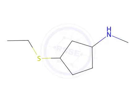 Chemical structure of 3-(ethylsulfanyl)-N-methylcyclopentan-1-amine