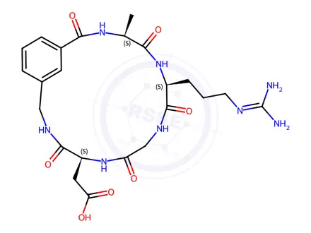 Chemical structure of 2-((5S,11S,14S)-11-(3-Guanidinopropyl)-14-methyl-4,7,10,13,16-pentaoxo-3,6,9,12,15-pentaaza-1(1,3)-benzenacyclohexadecaphane-5-yl)acetic Acid
