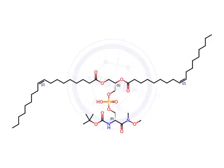 Chemical structure of (2R)-3-((((S)-2-((tert-Butoxycarbonyl)amino)-3-(methoxy(methyl)amino)-3-oxopropoxy)(hydroxy)phosphoryl)oxy)propane-1,2-diyl dioleate