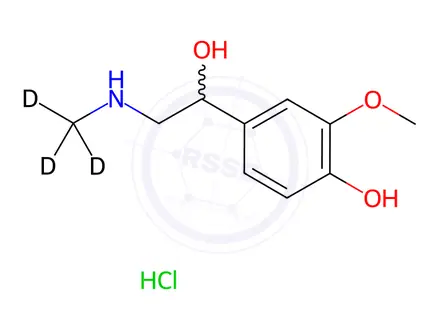 Chemical structure of (±)-Metanephrine-[D3] HCl(N-methyl-D3)
