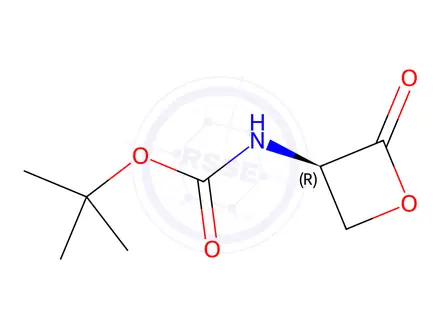 Chemical structure of (R)-Tert-Butyl (2-Oxooxetan-3-yl)carbamate