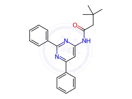 Chemical structure of N-(2,6-Diphenylpyrimidin-4-yl)-3,3-dimethylbutanamide