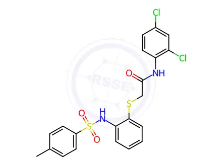 Chemical structure of N-(2,4-dichlorophenyl)-2-((2-((4-methylphenyl)sulfonamido)phenyl)thio)acetamide