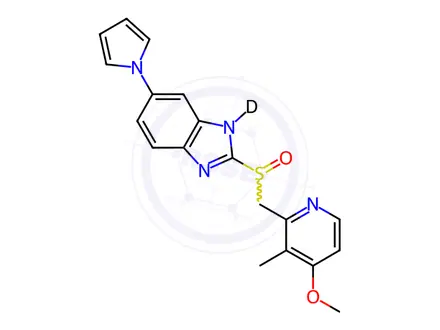 Chemical structure of 2-(((4-methoxy-3-methylpyridin-2-yl)methyl)sulfinyl)-6-(1H-pyrrol-1-yl)-1H-benzo[d]imidazole-1-d