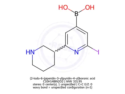 Chemical structure of (2-Iodo-6-(piperidin-3-yl)pyridin-4-yl)boronic acid