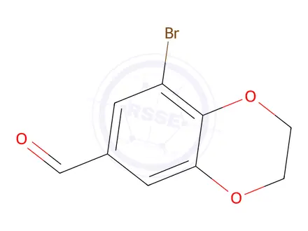Chemical structure of 8-Bromo-2,3-dihydro-1,4-benzodioxine-6-carbaldehyde
