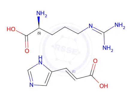 Chemical structure of L-arginine mono[3-(1H-imidazol-4-yl)acrylate]