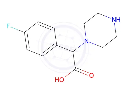 Chemical structure of 2-(4-Fluorophenyl)-2-(piperazin-1-yl)acetic acid