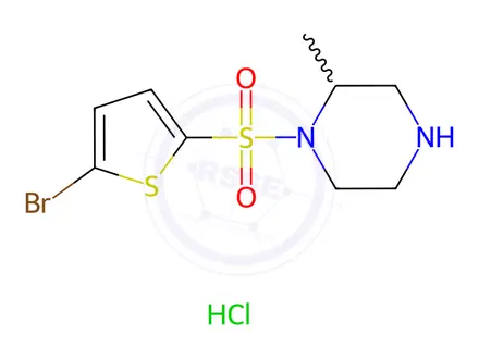 Chemical structure of 1-((5-Bromothiophen-2-yl)sulfonyl)-2-methylpiperazine hydrochloride
