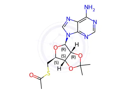 Chemical structure of 2',​3'-​O-​(1-​Methylethylidene)​-​5'-​thio-​adenosine 5'-​Acetate