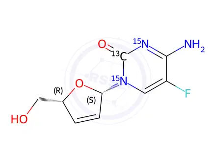Chemical structure of Elvucitabine-13C,15N2